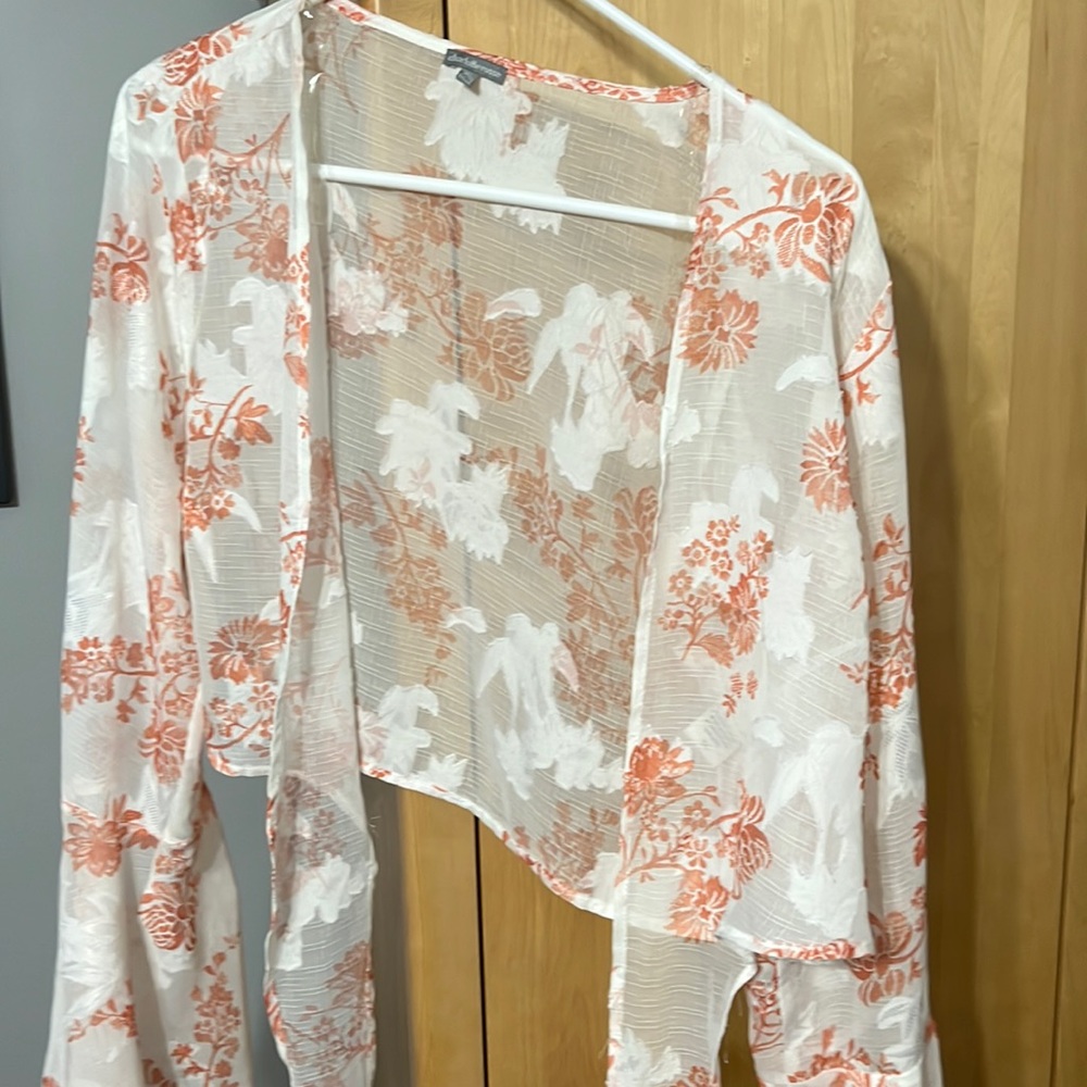 Long Sleeve Sheer Tie Front Shirt